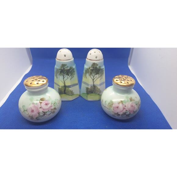 Bavarian & Nippon Hand Painted Porcelain Salt & Pepper Shakers- Vintage/Antique? - Picture 1 of 8